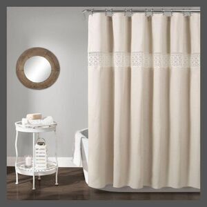 Lush Decor -  Lace Accent Stripe Traditional Shower C Neutral